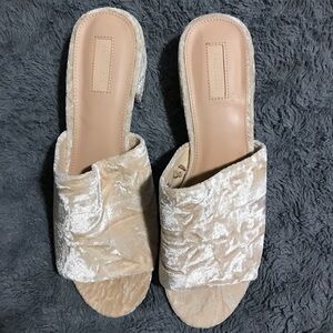 Forever 21 Cream Velvet Mules